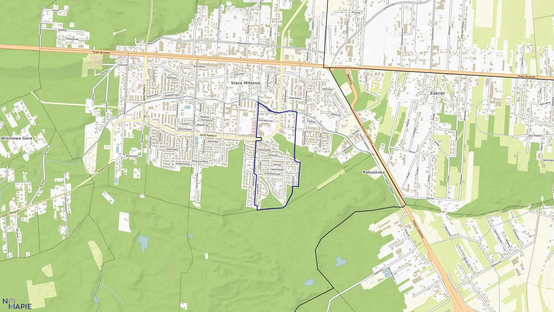 Mapa obrębu 8-07-16 w mieście Warszawa